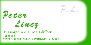 peter lincz business card